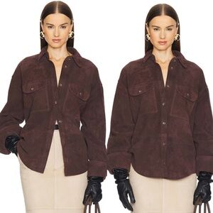 HELSA Suede Leather Overshirt size chocolate brown size XS NEW! New with tags!